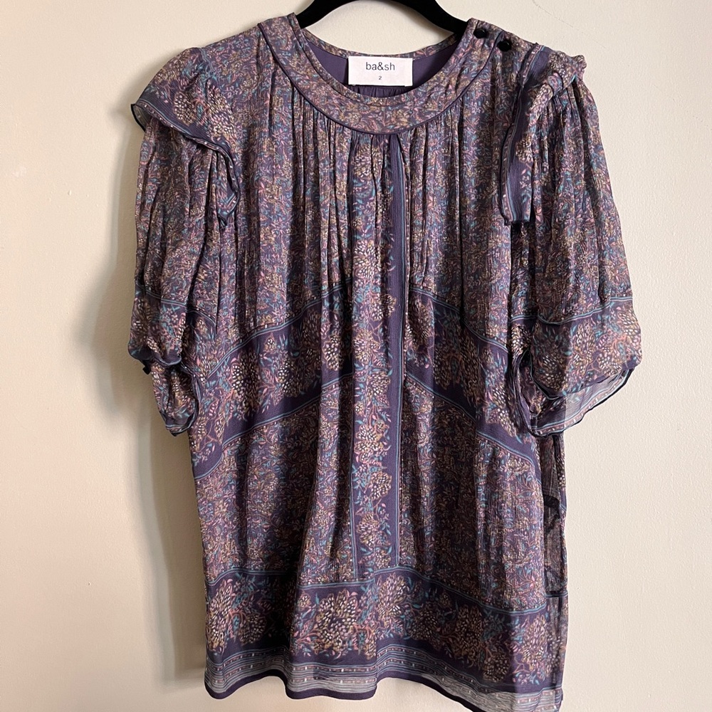 bash print short sleeve blouse size m